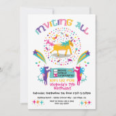 Funky Unicorn Invitations de fête d'anniversaire (Devant)