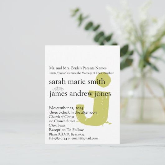 Funky UpBeat Faire-part de mariage Monogramme mode (Debout devant)