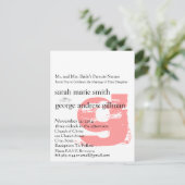 Funky UpBeat Modern Monogram Wedding Uitnodiging (Staand voorkant)