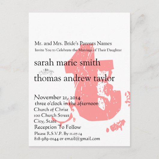 Funky UpBeat Modern Monogram Wedding Uitnodiging (Voorkant)