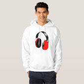 FUNKY URBAN DJ RED HEADPHONES HOODIE (Voorkant volledig)
