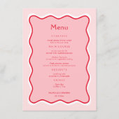 Funky Valentijn Wavy Red en Pink Wedding Menu (Voorkant)