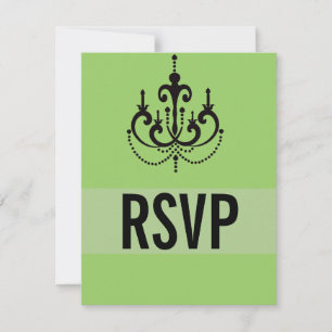 Funky Vegas stijl trouw-RSVP-kaarten, groen RSVP Kaartje