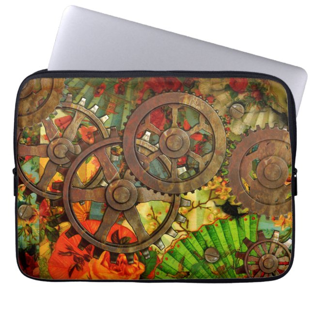 Funky Victoriaans Steampunk Laptop Sleeve (Voorkant)