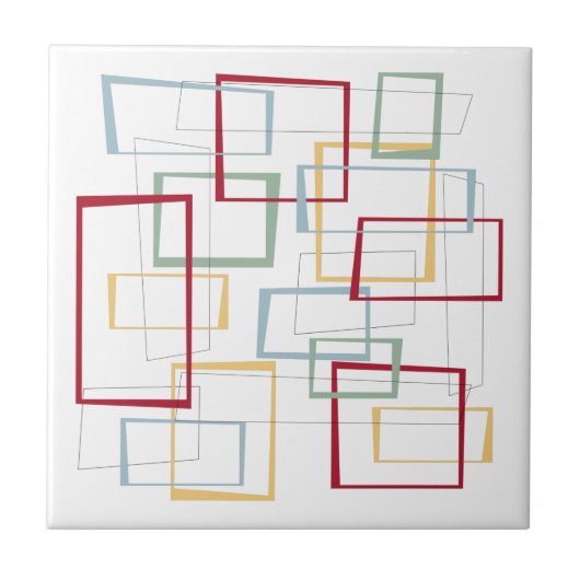Funky vierkanten in mid-century modern stijl tegeltje (Voorkant)
