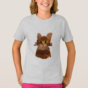 Funky Vinger Schilderen van een Kat Gezicht Tee Sh T-shirt