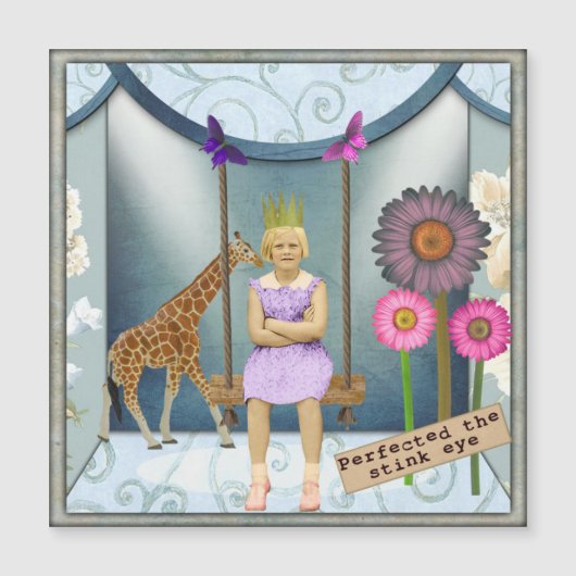 Funky Vintage Kid Altered Art Carte magnétique (Devant)