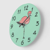 Funky vintage pink flamingo  grote klok (Hoek)