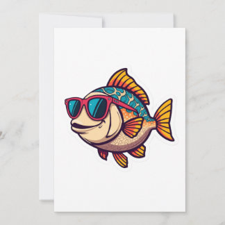 Funky Vis met Zonnebril Sticker Kaart