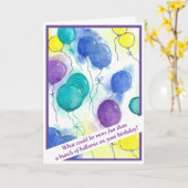 Funky Watercolor Balloons Carte d'anniversaire (Fleur jaune)