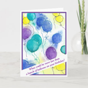 Funky Watercolor Balloons Carte d'anniversaire