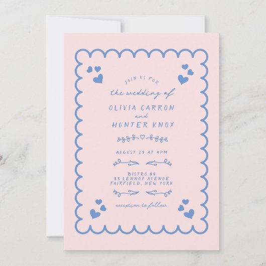 Funky Wave Doodle Geïllustreerde Hand Geschreven B Kaart (Voorkant)