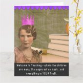 Funky Welcome Teacher Carte Femme Vintage (Fleur jaune)