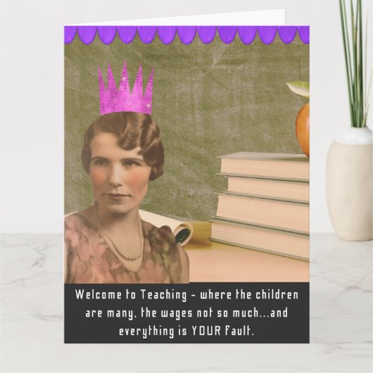 Funky Welcome Teacher Carte Femme Vintage (Devant)