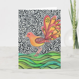 Funky Wenskaart van de Vogel Kaart