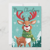 Funky Whimsical Christmas Reindeer Carte de vacanc (Devant)