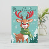 Funky Whimsical Christmas Reindeer Carte de vacanc (Debout devant)