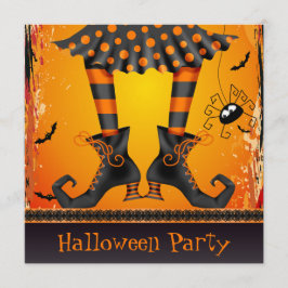 Funky Whimsical Witch Legs Halloween Party Kaart