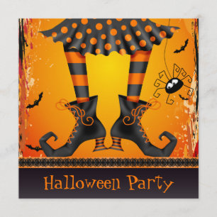 Funky Whimsical Witch Legs Halloween Party Kaart