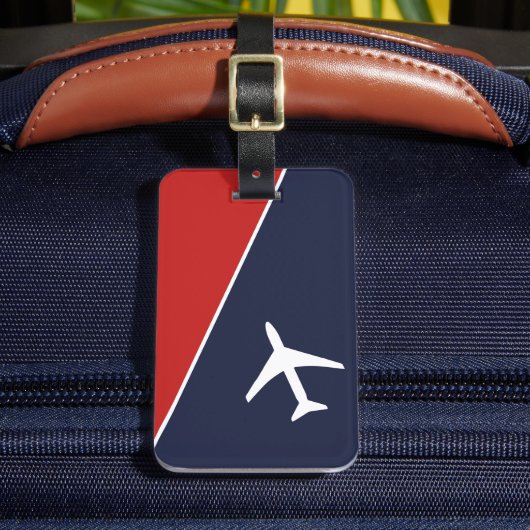 Funky White Plane Airplane Pilot Aviation Bagagelabel (Voorkant Insitu 2)