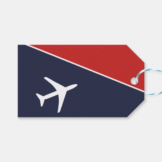 Funky White Plane Airplane Pilot Aviation Cadeaulabel (Voorkant (Horizontaal))