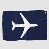 Funky White Plane Airplane Pilot Aviation Golfhanddoek (Horizontaal)