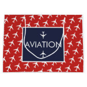 Funky White Plane Airplane Pilot Aviation Groot Cadeauzakje (Voorkant)