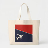 Funky White Plane Airplane Pilot Aviation Grote Tote Bag (Voorkant)