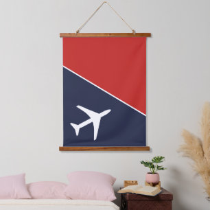 Funky White Plane Airplane Pilot Aviation Hangend Wandkleed
