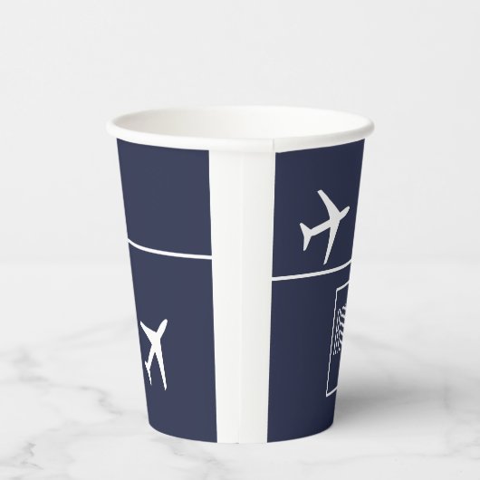 Funky White Plane Airplane Pilot Aviation Papieren Bekers (Rechts)