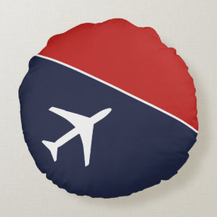 Funky White Plane Airplane Pilot Aviation Rond Kussen