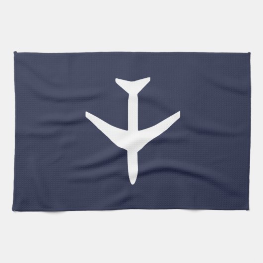 Funky White Plane Airplane Pilot Flying Theedoek (Horizontaal)