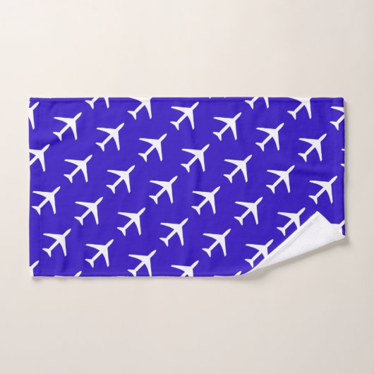 Funky White Plane Blue Background Pilot Aviation Bad Handdoek (Handdoek)