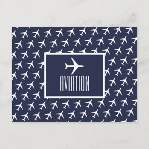 Funky White Plane Pilot Aviation Briefkaart