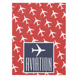 Funky White Plane Red Blue Pilot Aviation Tafelkleed