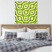 Funky Wild Circle Retro Patroon Lime Groen Wit Canvas Afdruk (Insitu (Slaapkamer))