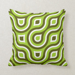Funky Wild Circle Retro Patroon Lime Groen Wit Kussen