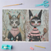 Funky Wired Cats Decoupage Tissuepapier (Craft)