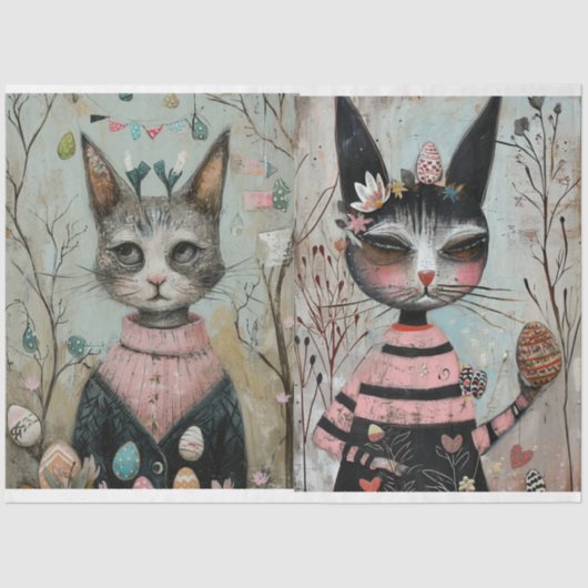 Funky Wired Cats Decoupage Tissuepapier (Voorkant)