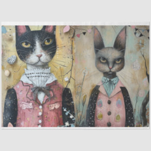 Funky Wired Cats Decoupage Tissuepapier
