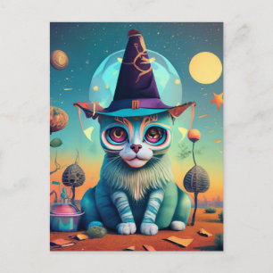 Funky Witch Cat Briefkaart