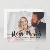 Funky Writing EDITABLE COLOR Wedding Announding Briefkaart (Voorkant / Achterkant)
