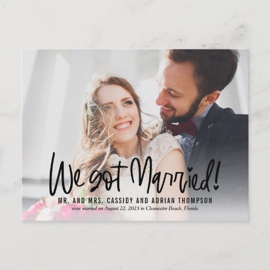 Funky Writing EDITABLE COLOR Wedding Announding Briefkaart (Voorkant)