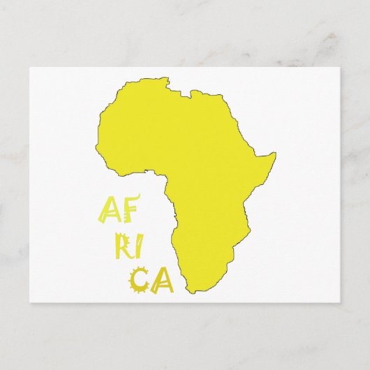 Funky Yellow Africa Map Briefkaart (Voorkant)