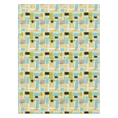 Funky Yellow Aqua Blue Squares Starburst Mid Mod Tafelkleed (Voorkant)