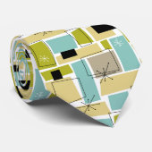 Funky Yellow Blue Abstract Squares Midden Centraal Stropdas (Opgerold)