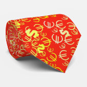 Funky Yellow Dollar Euro Money Pattern Stropdas (Opgerold)