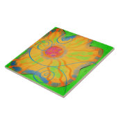 Funky Yellow Flower Abstract schilderij Tegeltje (Zijkant)