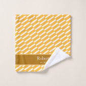Funky Yellow Pattern Familienaam en Year Modern Bad Handdoek (Wasdoekje)