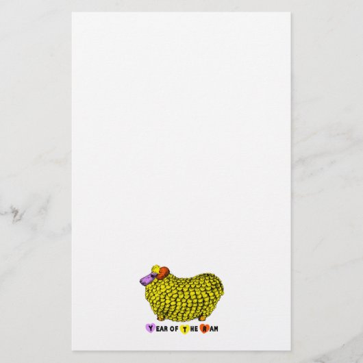 Funky Yellow Ram Chinois Année Zodiac papeterie (Devant)